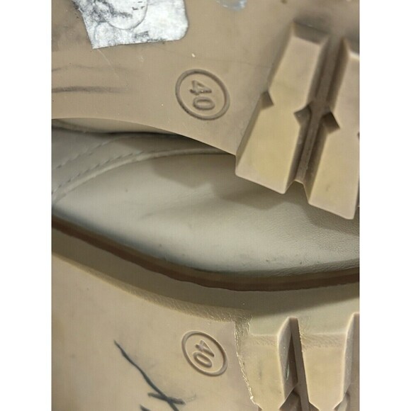 Bertuchi Combat Boots Womens Soft Leather Beige Zip Up Traction Heel Sz 9 - Picture 15 of 15